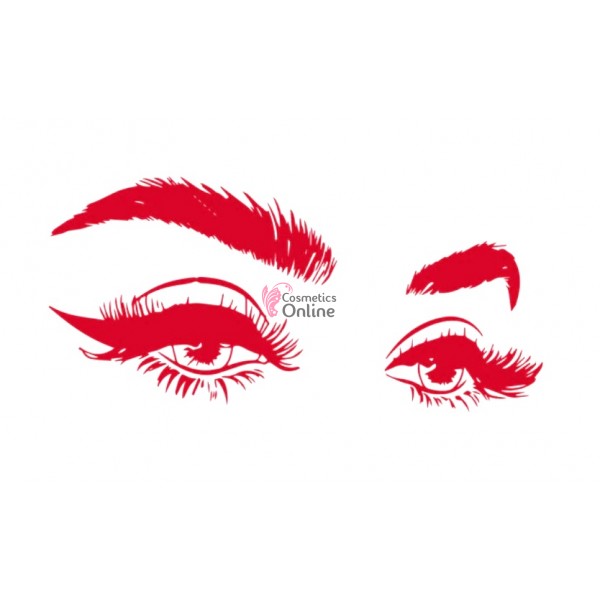 Sablon sticker de perete pentru salon de infrumusetare - J090XL - Make-up & Eyelashes Rosu
